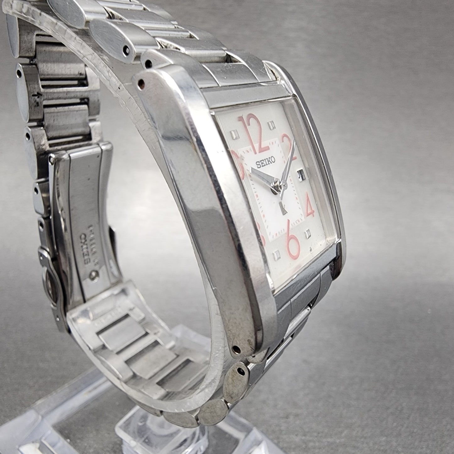 Seiko Lukia Tank Watch Women 24mm Silver Dial Silver Tone 7n820dk0 New Battery3