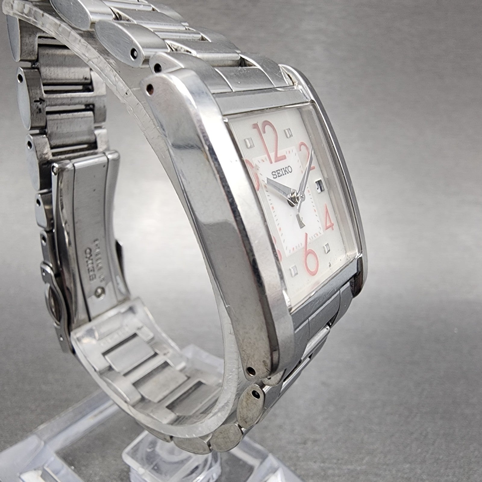 Seiko Lukia Tank Watch Women 24mm Silver Dial Silver Tone 7n820dk0 New Battery3