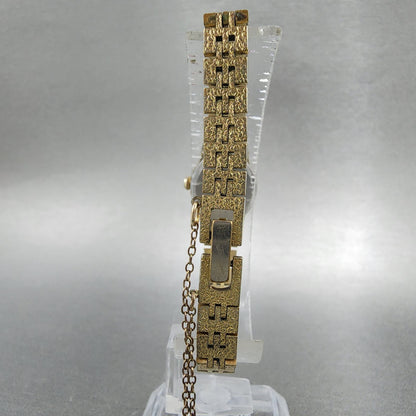 Seiko Watch Women 17mm Gold Dial Gold Tone Round 54205039 New Battery VTG ABD7
