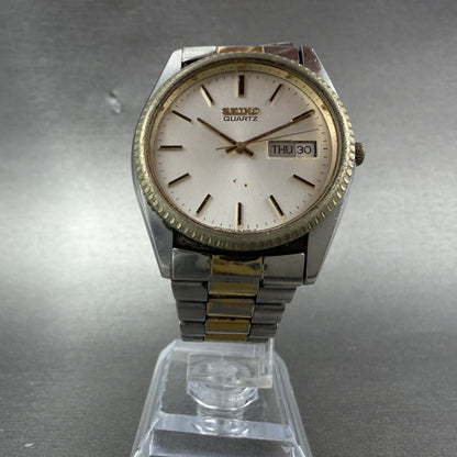 Seiko President SQ Watch Men 37mm Silver Dial Two Tone 6923-8089 READ!!!! NewBat5