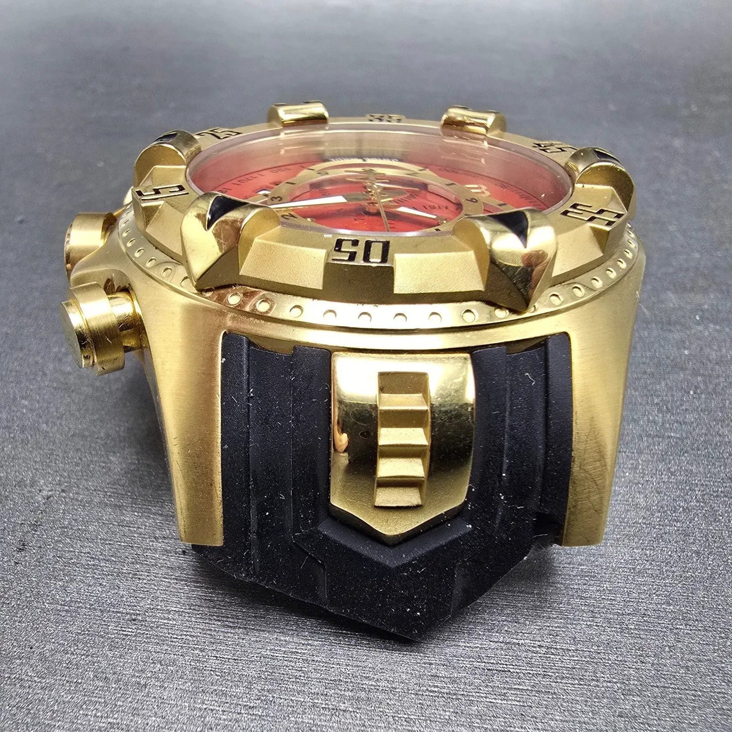 Invicta Reserve Chronograph Dive Watch Men 52mm Red Dial Gold Tone 6972 New Batt4