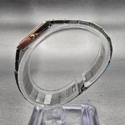 Seiko Watch Women 17mm Silver Dial Two Tone Rectangle 7320-5039 New Battery VTG6