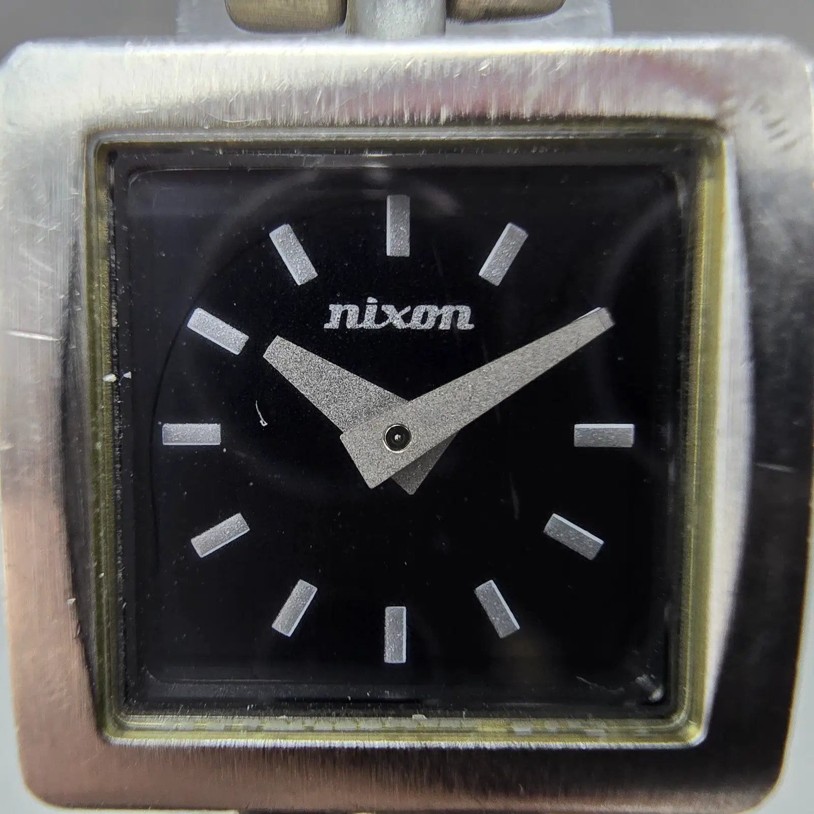 Nixon The Charm Watch Women 19mm Black Dial Silver Tone Square New Battery1