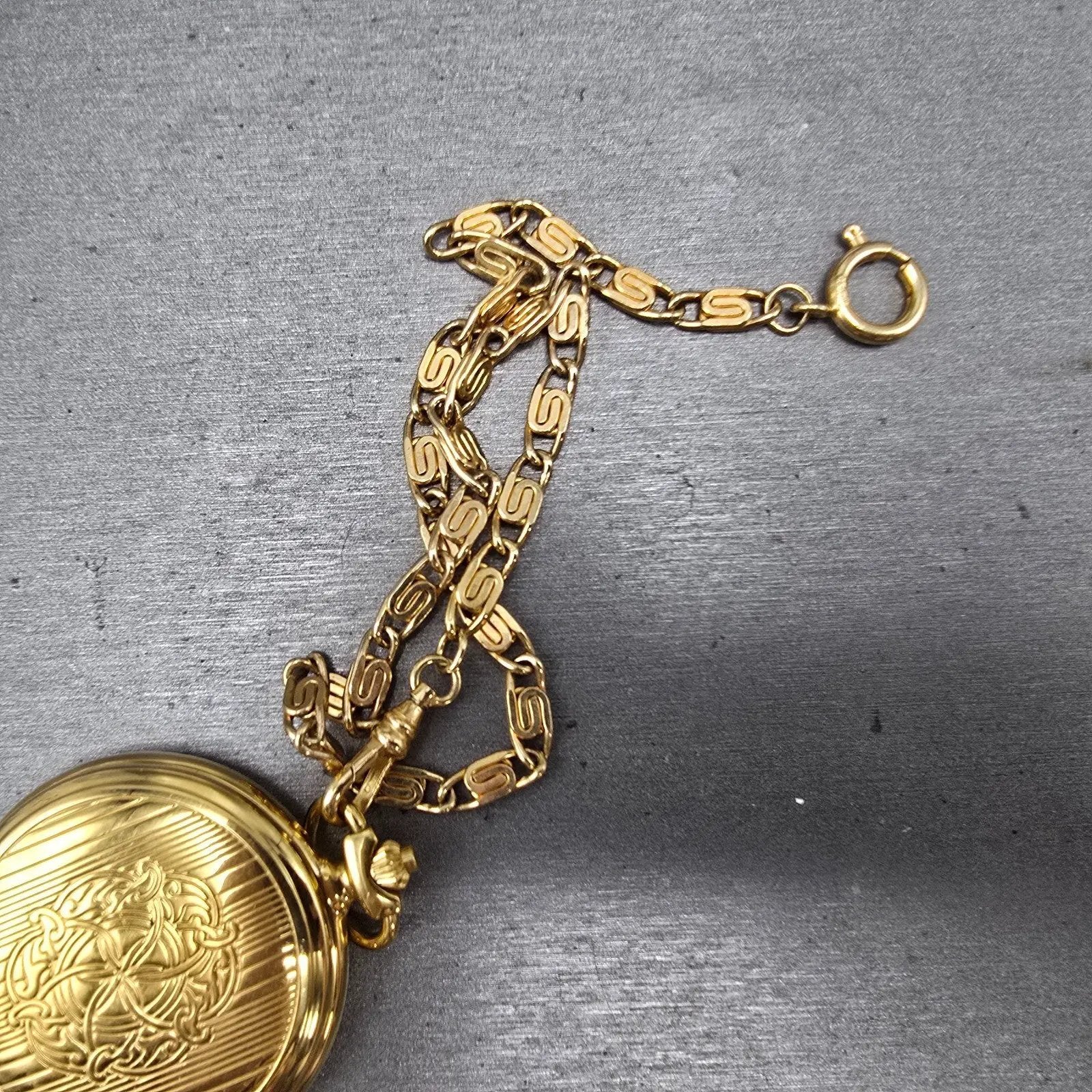 Seiko Pocket Watch Men 46mm White Dial Gold Tone Round V701-0B89 PARTS15