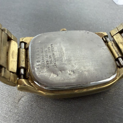 Seiko Tank Watch Men 30mm Gold Dial Gold Tone Rectangle 5y395089 PARTS10