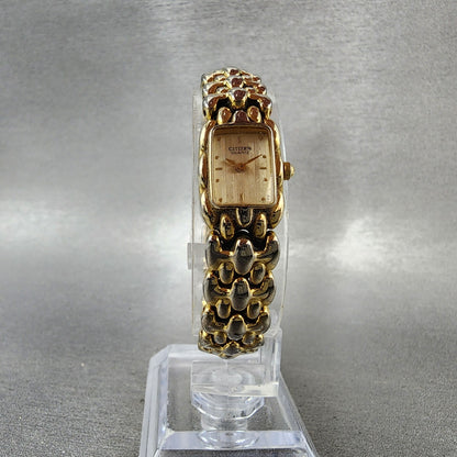 Citizen Tank Watch Women 13mm Champagne Dial Gold Tone 5421S89012 New Battery5