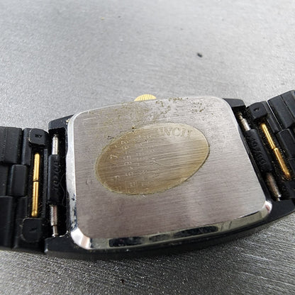 Seiko Watch Women 22mm Analog Digital Black Tone Rectangle E0295619 New Bat ABC9