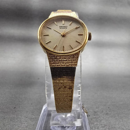 Seiko Watch Women 20mm Gold Dial Gold Tone Oval 1421-5710 New Battery Vintage5