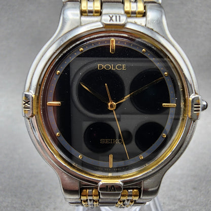 Seiko Dolce Watch Women 31mm Black Dial Two Tone Round 5e316000 New Battery1