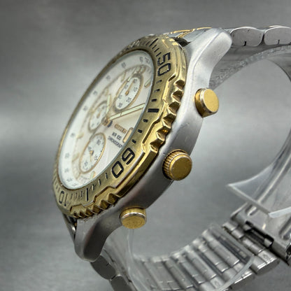 Citizen Chronograph Watch Men 40mm White Dial Two Tone Date Round New Battery2