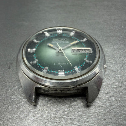 Seiko 5Actus Watch Men 37mm Green Dial Silver Tone Daydate 7019-7210 PARTS3