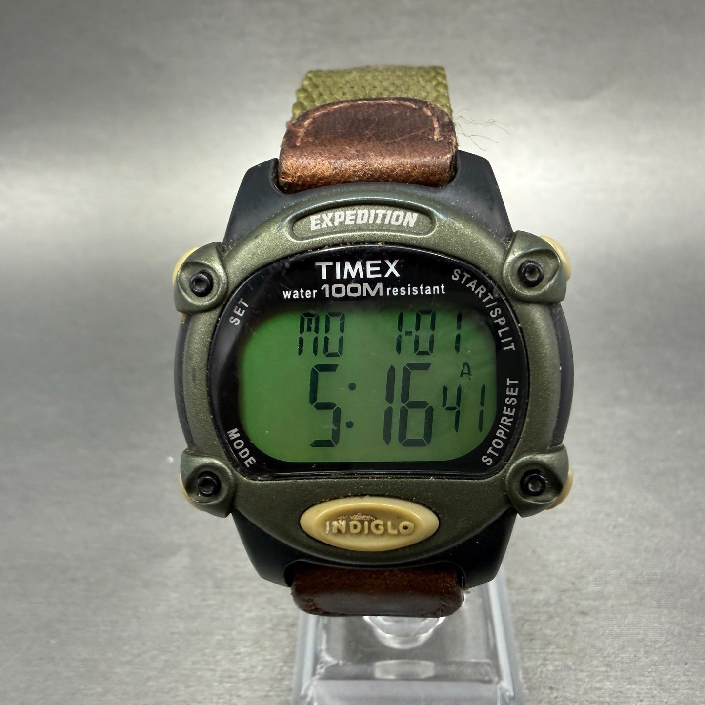 Timex Expedition Watch Men 39mm Digital Green Black Alarm Chrono New Battery0