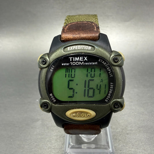 Timex Expedition Watch Men 39mm Digital Green Black Alarm Chrono New Battery0