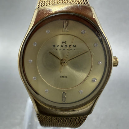 Skagen Watch Women 25mm Champagne Dial Gold Tone Round 893XSGG New Battery1