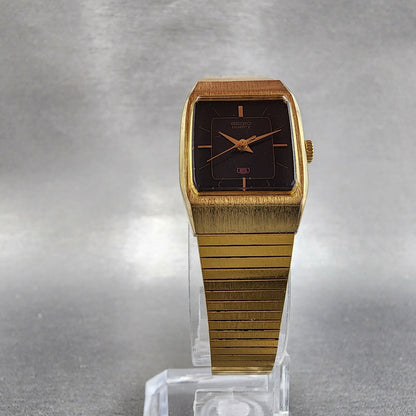 Seiko Tank Watch Women 18mm Black Dial Gold Tone Rectangle 2B215020 New Battery5
