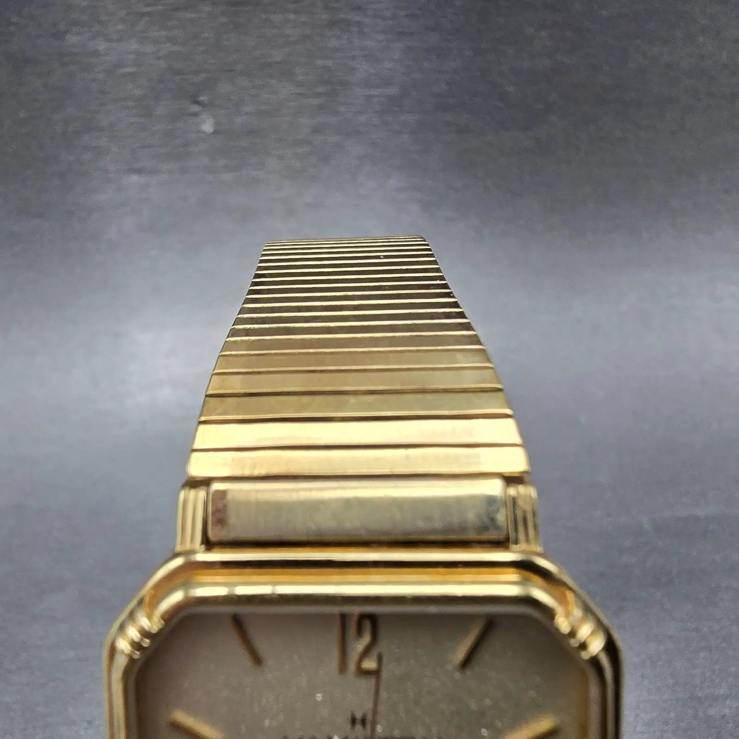 Hamilton Watch Men 28mm Gold Dial Gold Tone Date Rectangle 8000 New Battery4