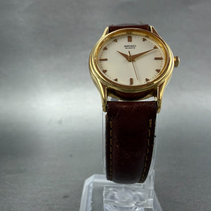 Seiko Watch Women 23mm White Dial Gold Tone Round 1N01-0F50 New Battery Vintage5