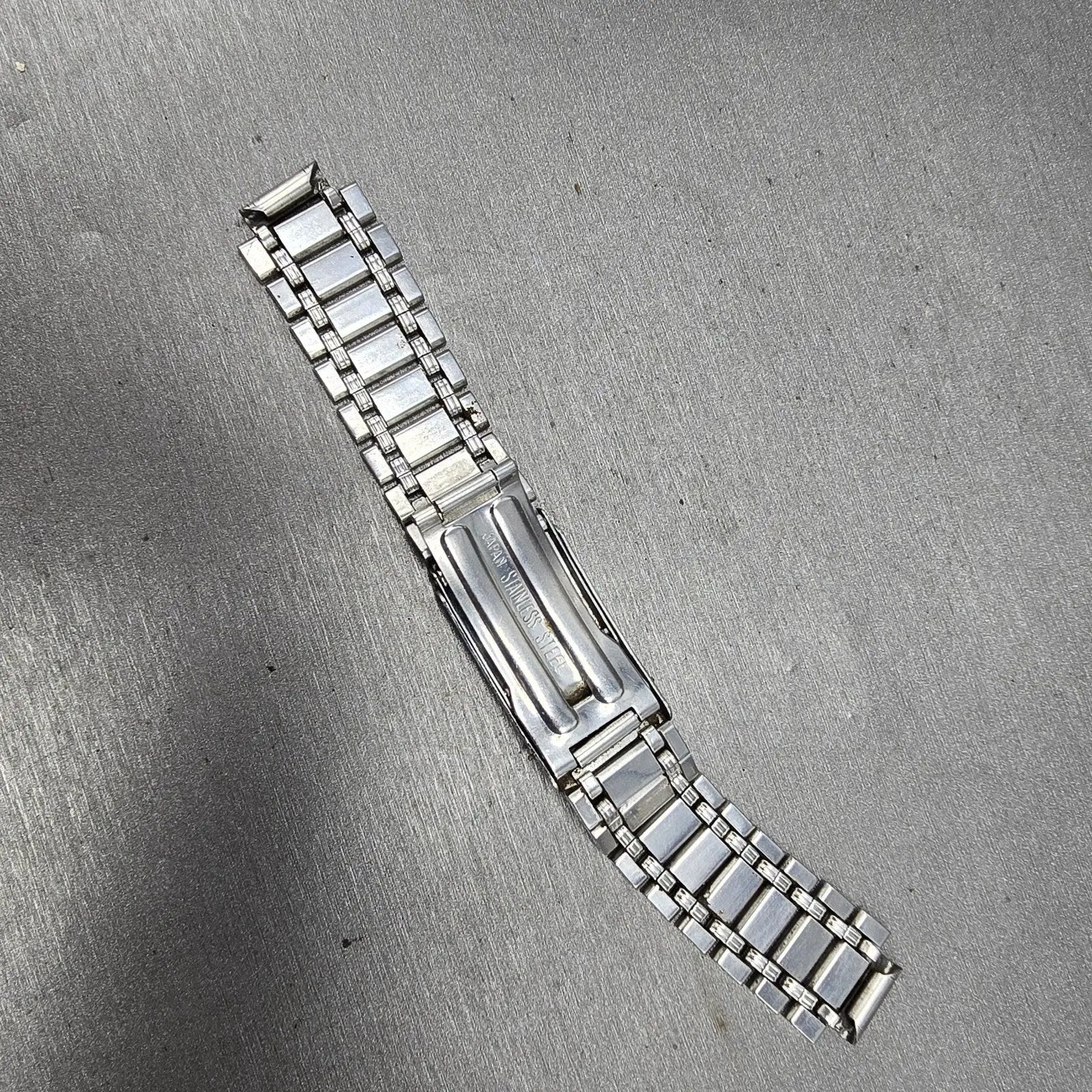 Citizen Bracelet 12mm Stainless Steel Silver Tone Tri Folding Clasp Vintage7