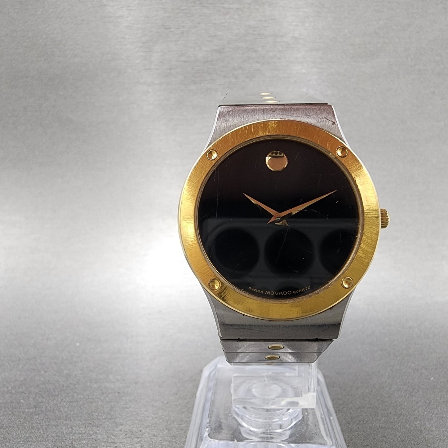 Movado Museum watch Men 32mm Black Dial Two Tone Round 86A2876K New Battery5