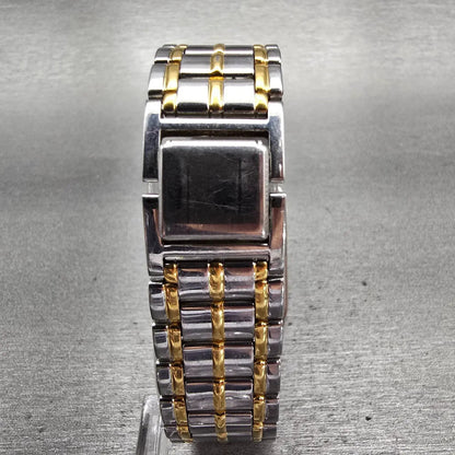 Seiko Tank Watch Men 26mm Gray Dial Two Tone Date Rectangle V722-5B00 New Batt7