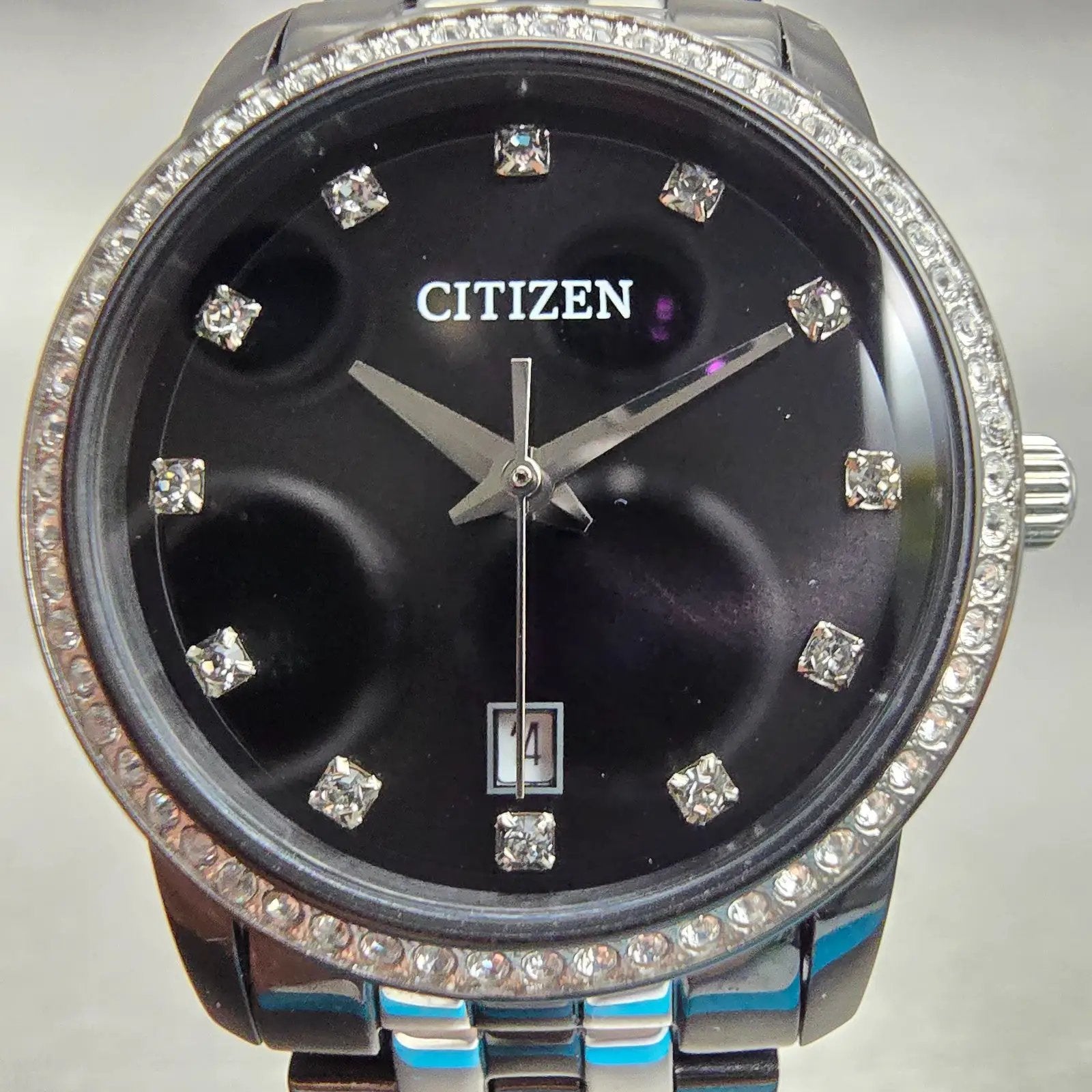 Citizen Watch Women 26mm Black Dial Black & Silver Tone Date G011-S106851 NewBat1