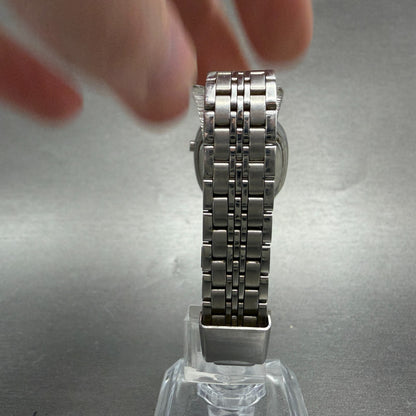 Seiko Digital Watch Women 23mm Silver Tone Rectangle Daydate L221-5070 New Batt7