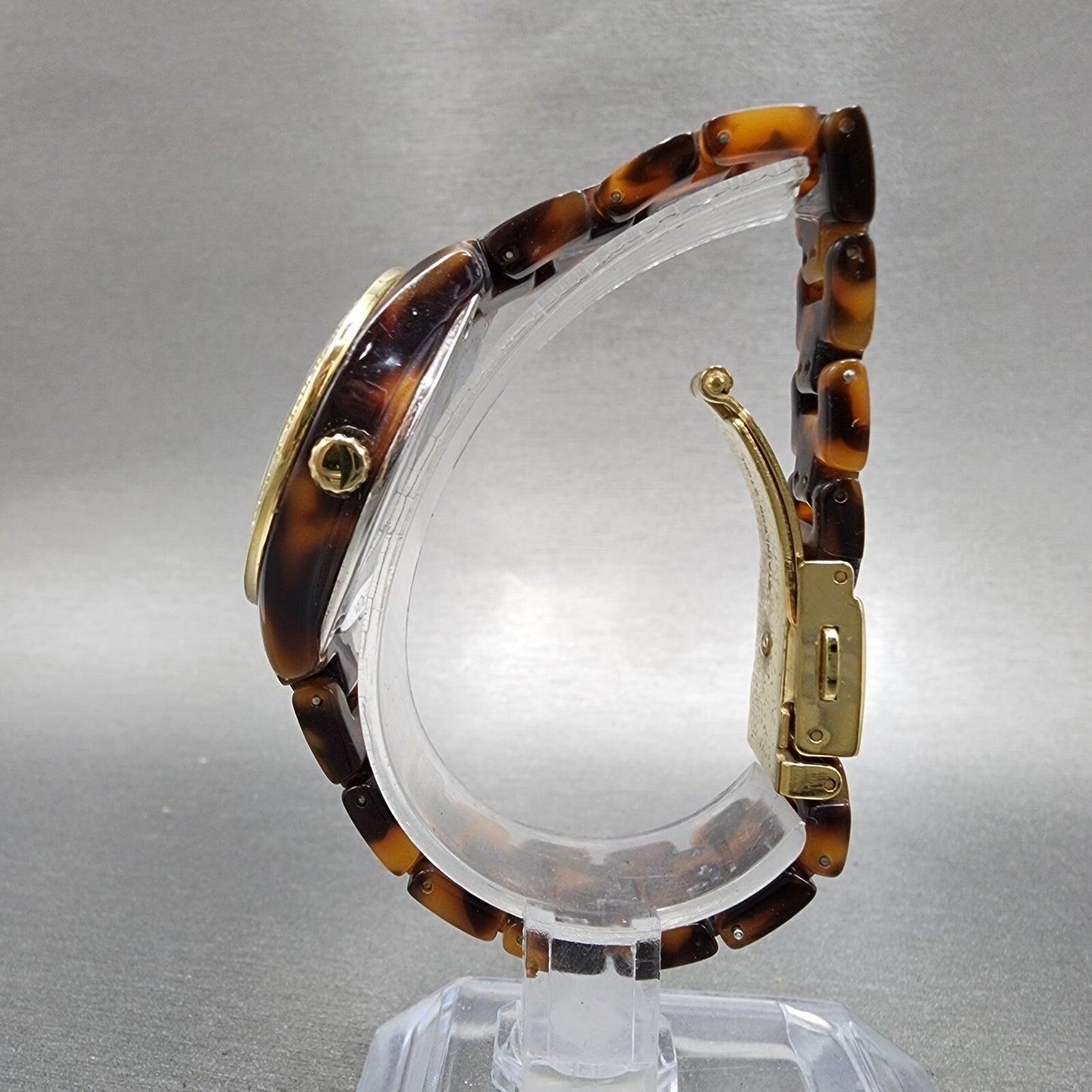 Fossil Stella Mini Watch Women 31mm Brown Dial Tortoise Resin Case Date New Batt6