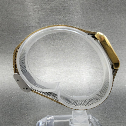 Seiko Tank Watch Women 16mm Gold Dial Gold Tone Rectangle 1N01-5A00 New Battery