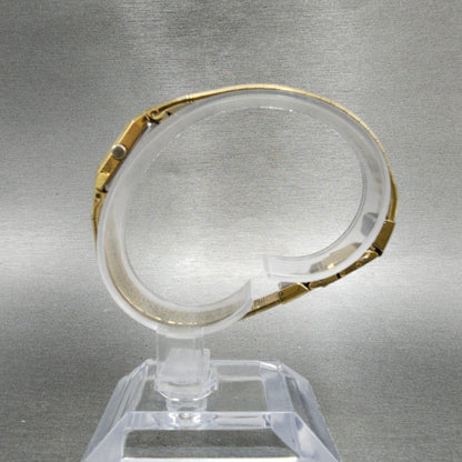 Seiko Tank Watch Women 12mm Champagne Dial Gold Tone 2e206259 New Battery6