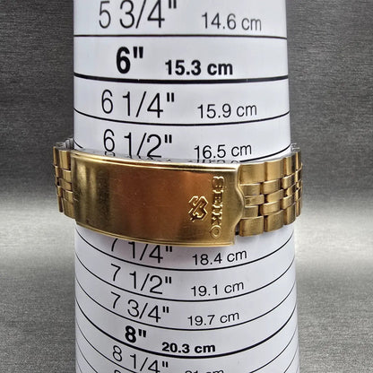 Seiko SQ Watch Men 32mm Gold Dial Gold Tone Daydate Hexagon 8C23-6059 New Batt K9
