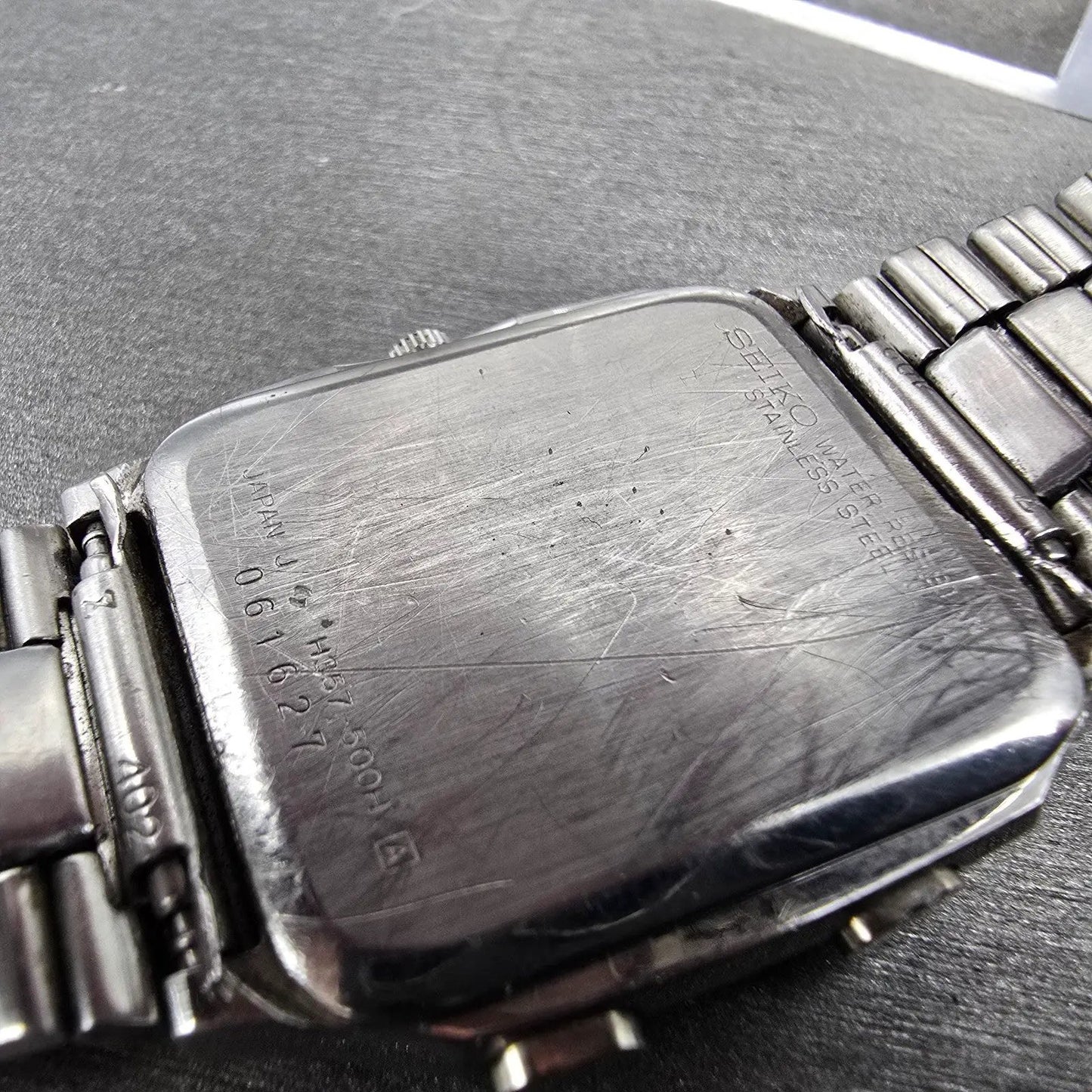 Seiko Analog Digital Watch Men 31mm Black Dial Silver Tone Alarm H357-500H PARTS11