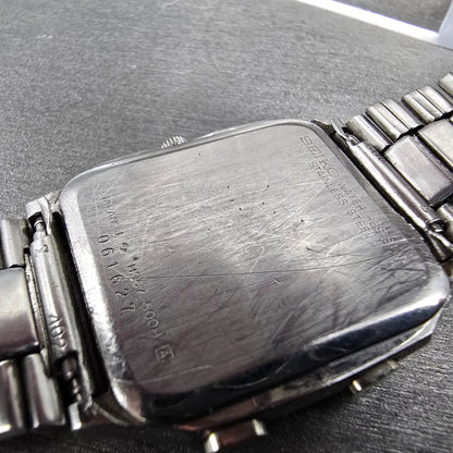 Seiko Analog Digital Watch Men 31mm Black Dial Silver Tone Alarm H357-500H PARTS11