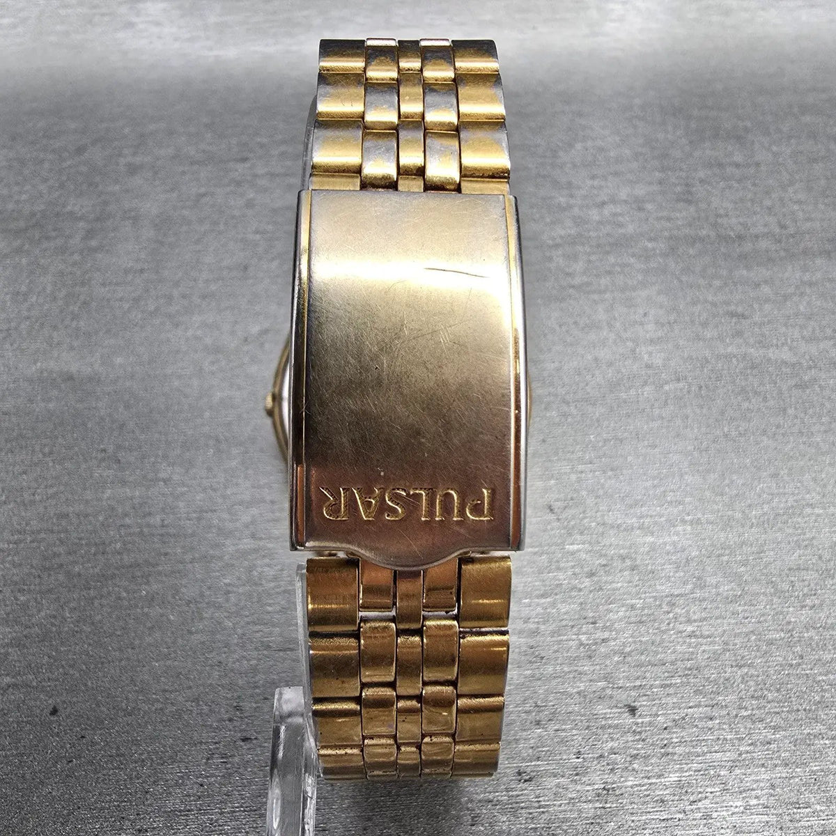 Seiko Pulsar Watch Men 35mm Champagne Dial Gold Tone Daydate Y148-8070 New Batt7
