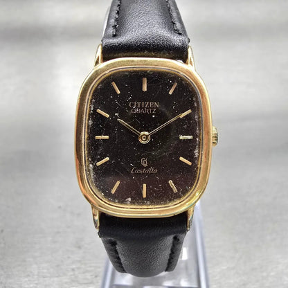 Citizen Castalia Watch Women 22mm Brown Dial Gold Tone Oval 4-832604 New Battery0