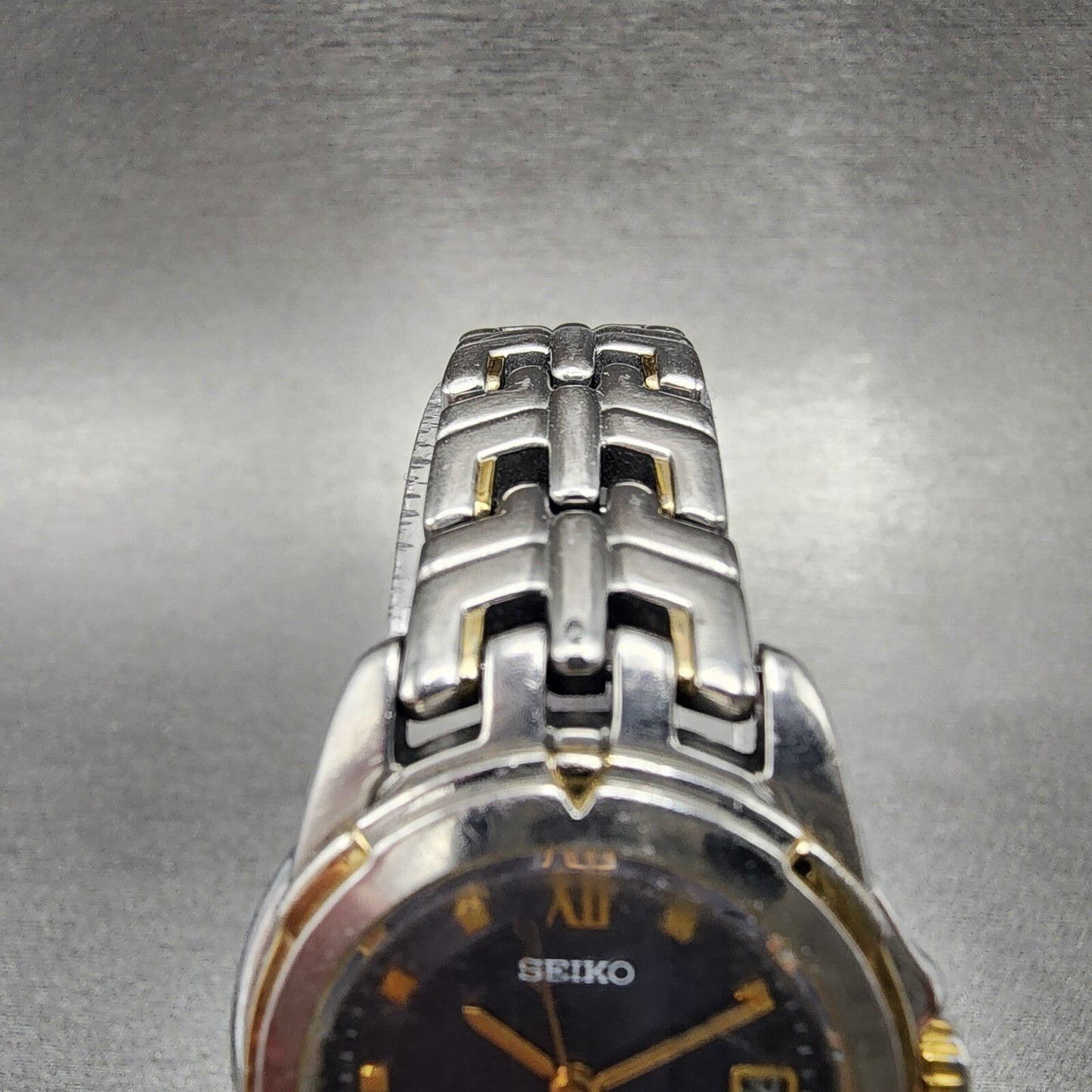 Seiko Watch Women 26mm Blue Dial Two Tone Date Round 7N820AM0 New Battery4