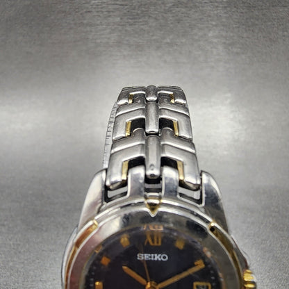 Seiko Watch Women 26mm Blue Dial Two Tone Date Round 7N820AM0 New Battery4