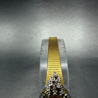 Waltham Watch Women 16mm White Dial Gold Tone Oval Diamond Bezel New Battery ABC4