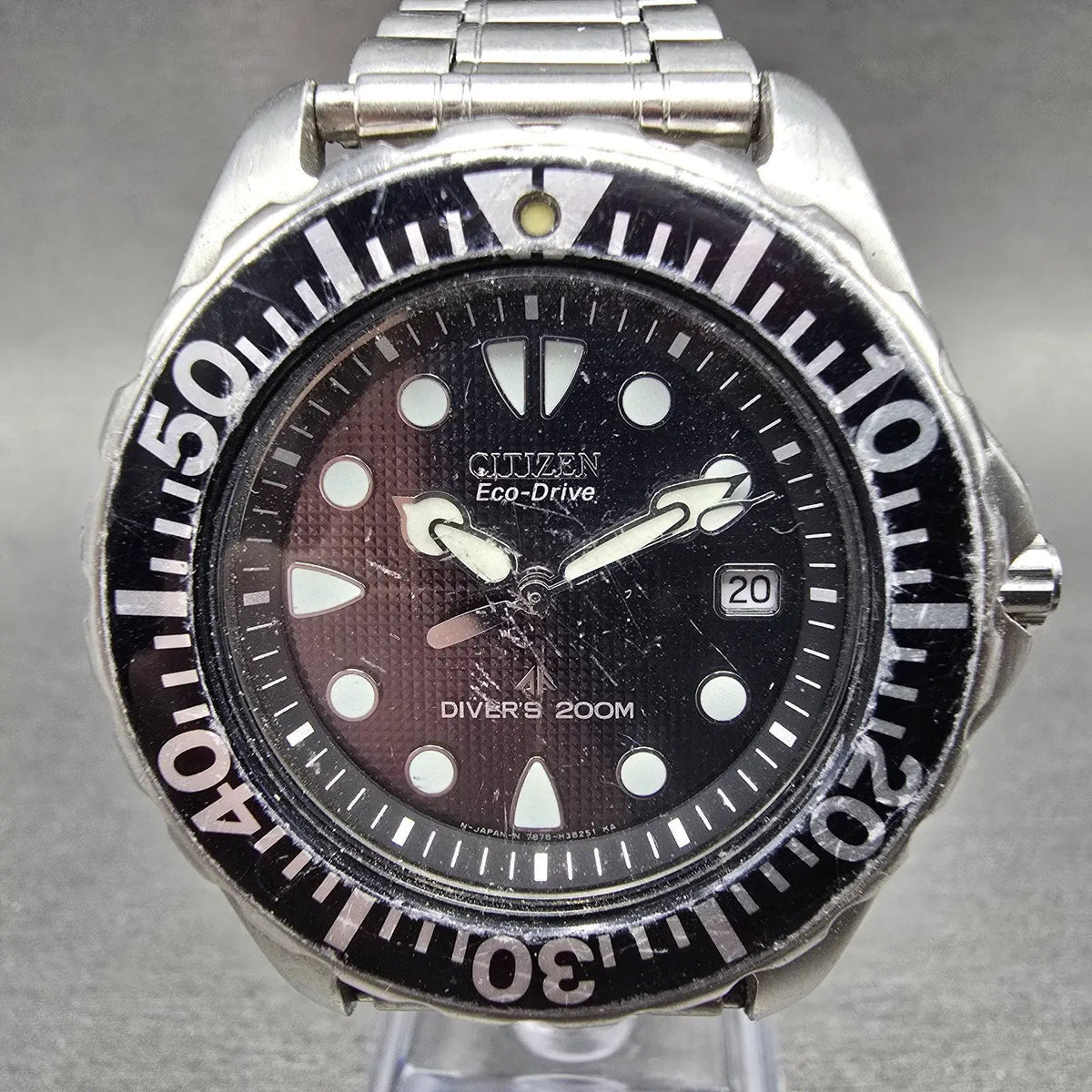 Citizen Eco-Drive Dive Watch Men 40mm Black Dial Steel Date 7878-H10716 Runs TGH0