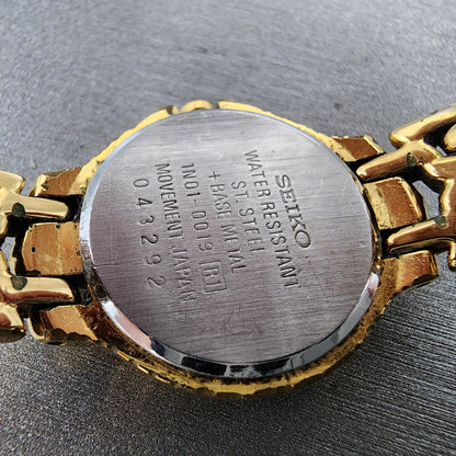 VTG Seiko Watch Women 23mm Champagne Dial Gold Tone Round 1N010019 New Battery8