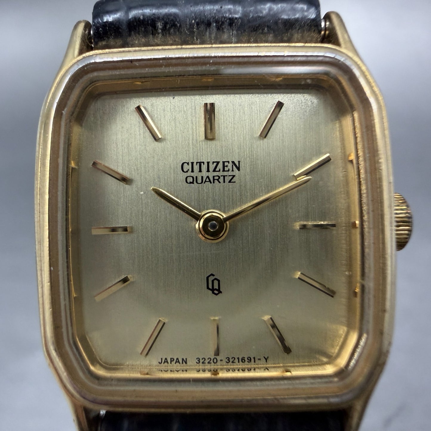 Citizen CQ Tank Watch Women 20mm Champagne Dial Gold Tone 3220-320697 NewBatt 601
