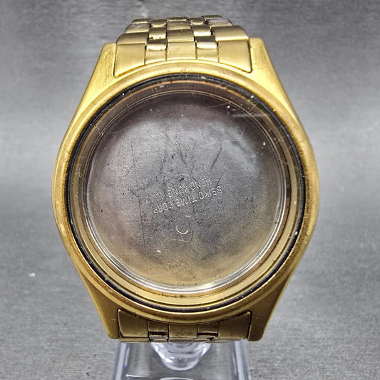 Seiko 7N43-9048 Watch Case & Bracelet Gold Tone Round 37mm W/Crystal Vintage0