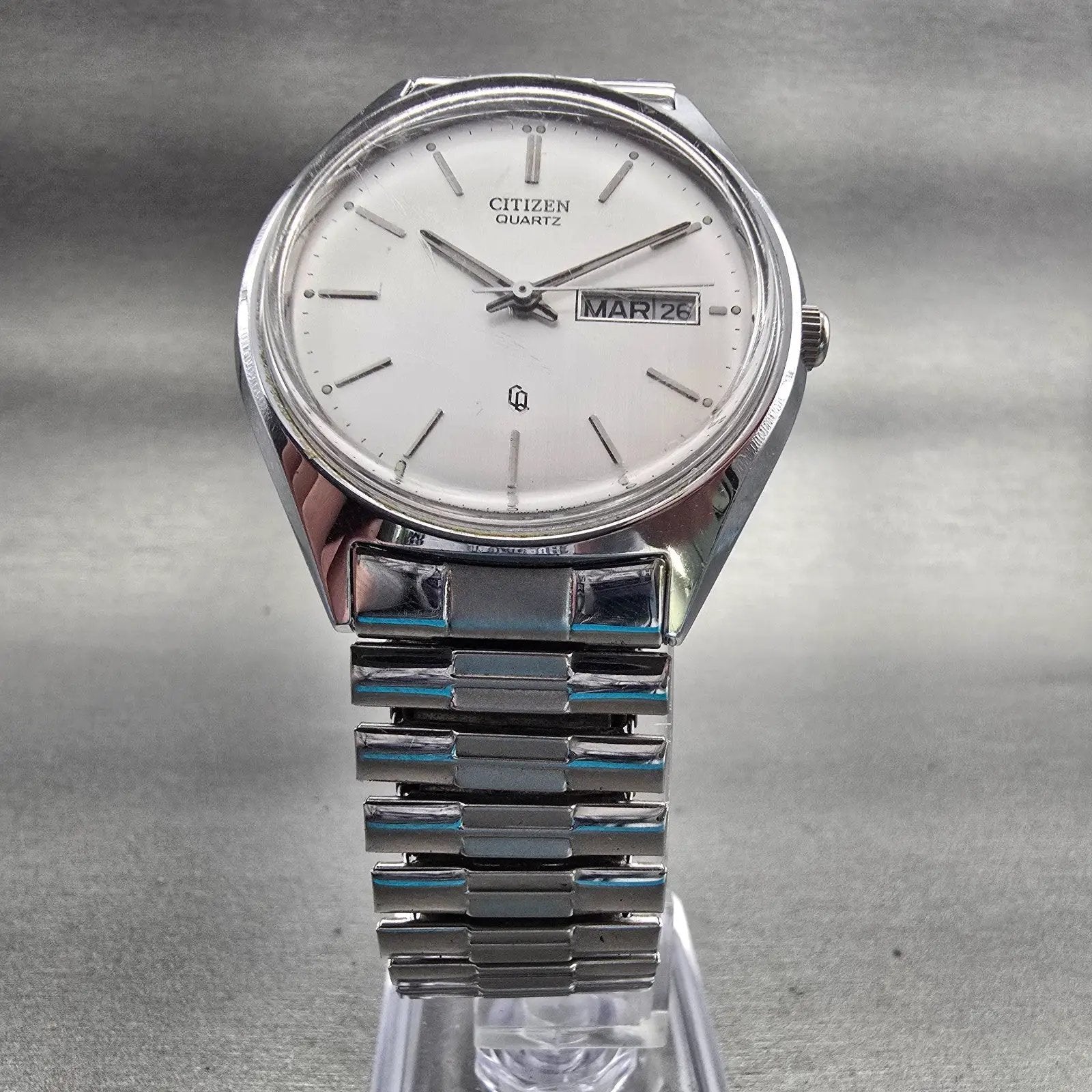 Citizen CQ Watch Men 36mm Silver Dial Silver Tone Daydate 1100-S63928 New Batt5