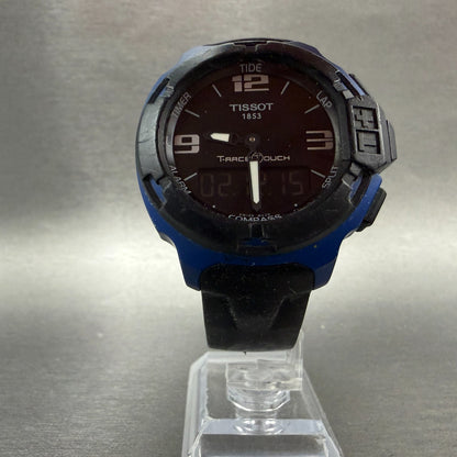 Tissot T-Touch Watch Men 47mm Black Blue Ana Digi Alarm Chrono New Battery W/Box6