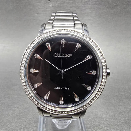 Citizen Eco-Drive Watch Women 36mm Black Dial Silver Tone J830-R010379 Runs0