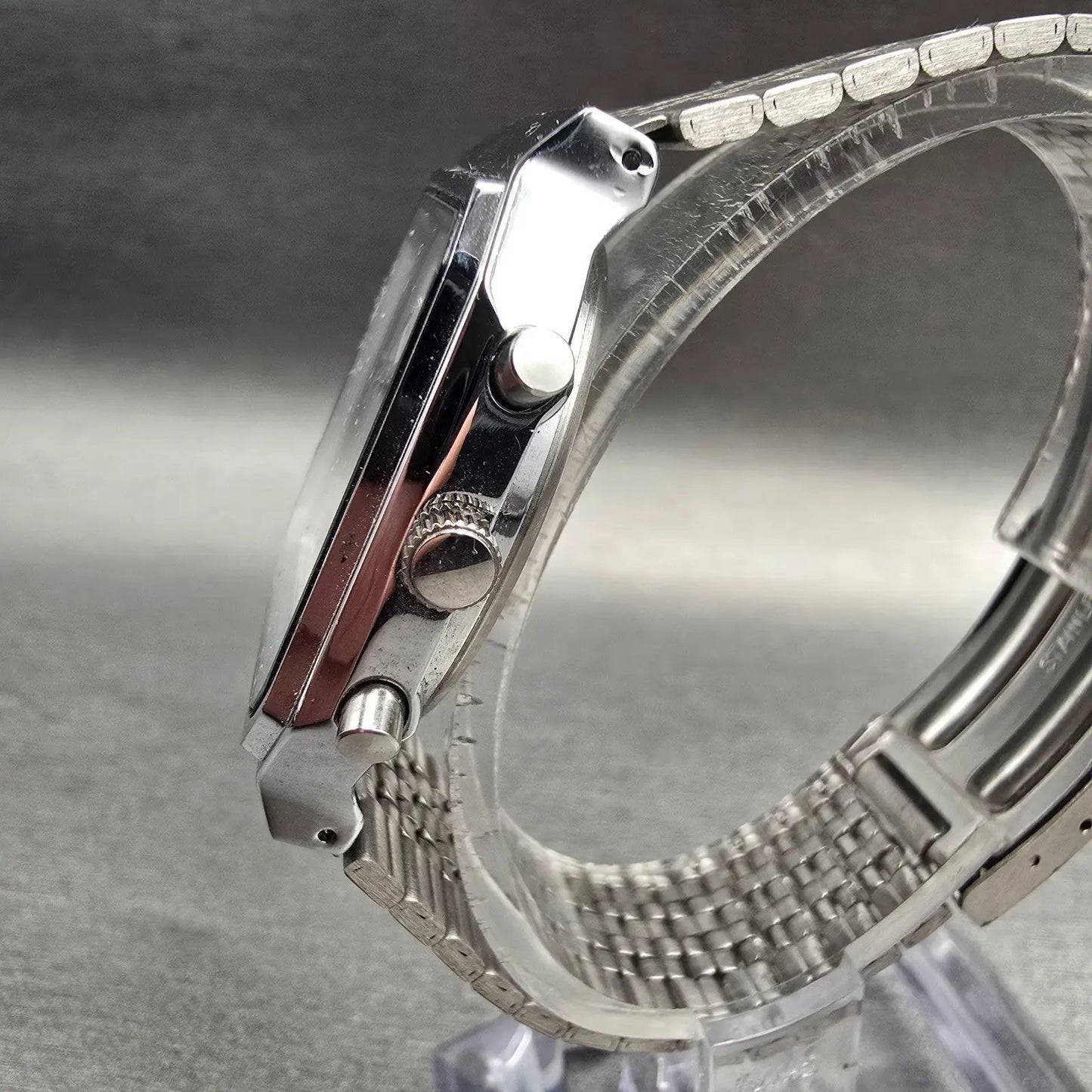 Seiko Alba Watch Men 32mm Silver Dial Silver Tone Daydate Alarm Y652-5290 NewBat2