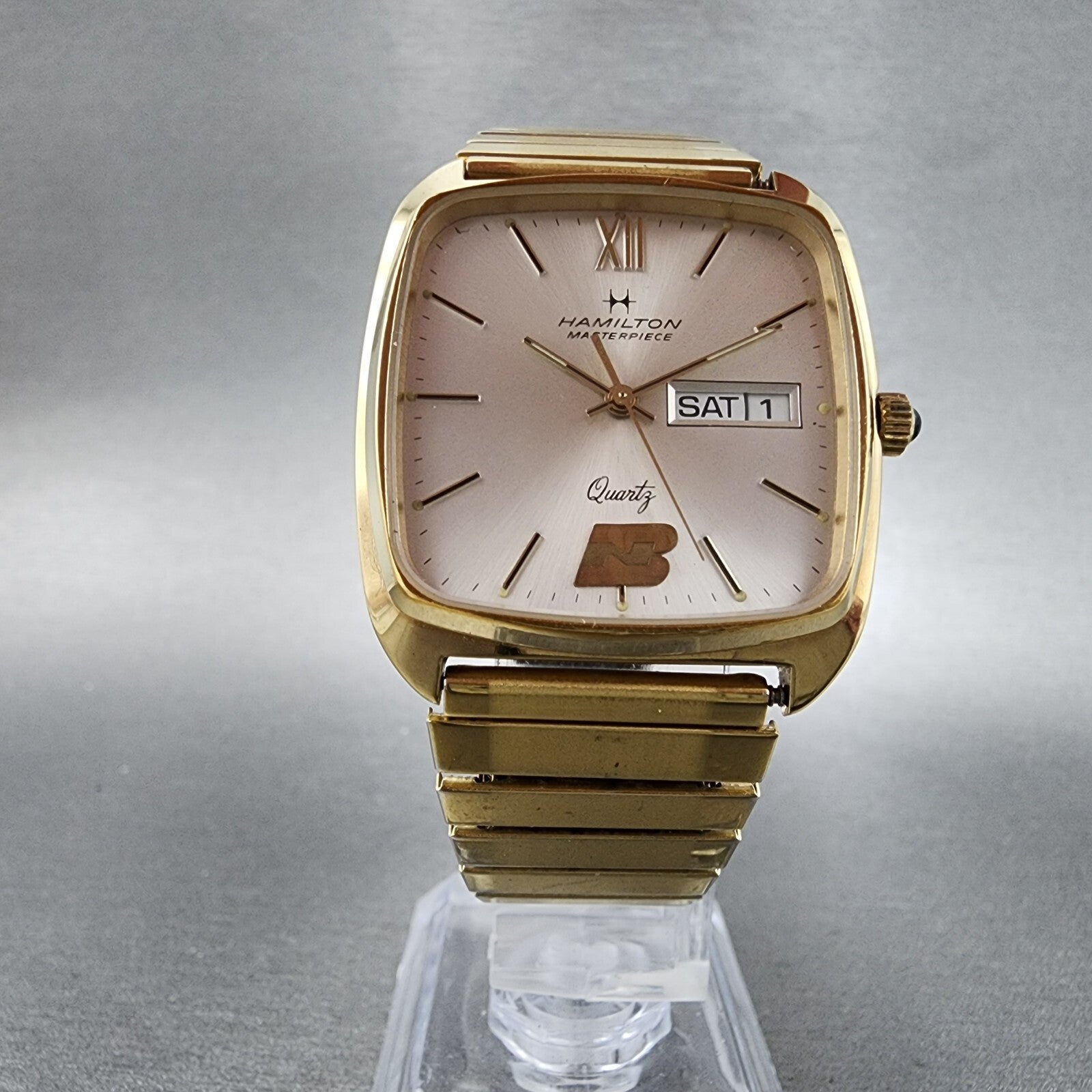 Hamilton Masterpiece Watch Men 32mm Champagne Dial Gold Tone Daydate New Battery5