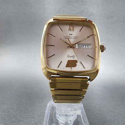 Hamilton Masterpiece Watch Men 32mm Champagne Dial Gold Tone Daydate New Battery5