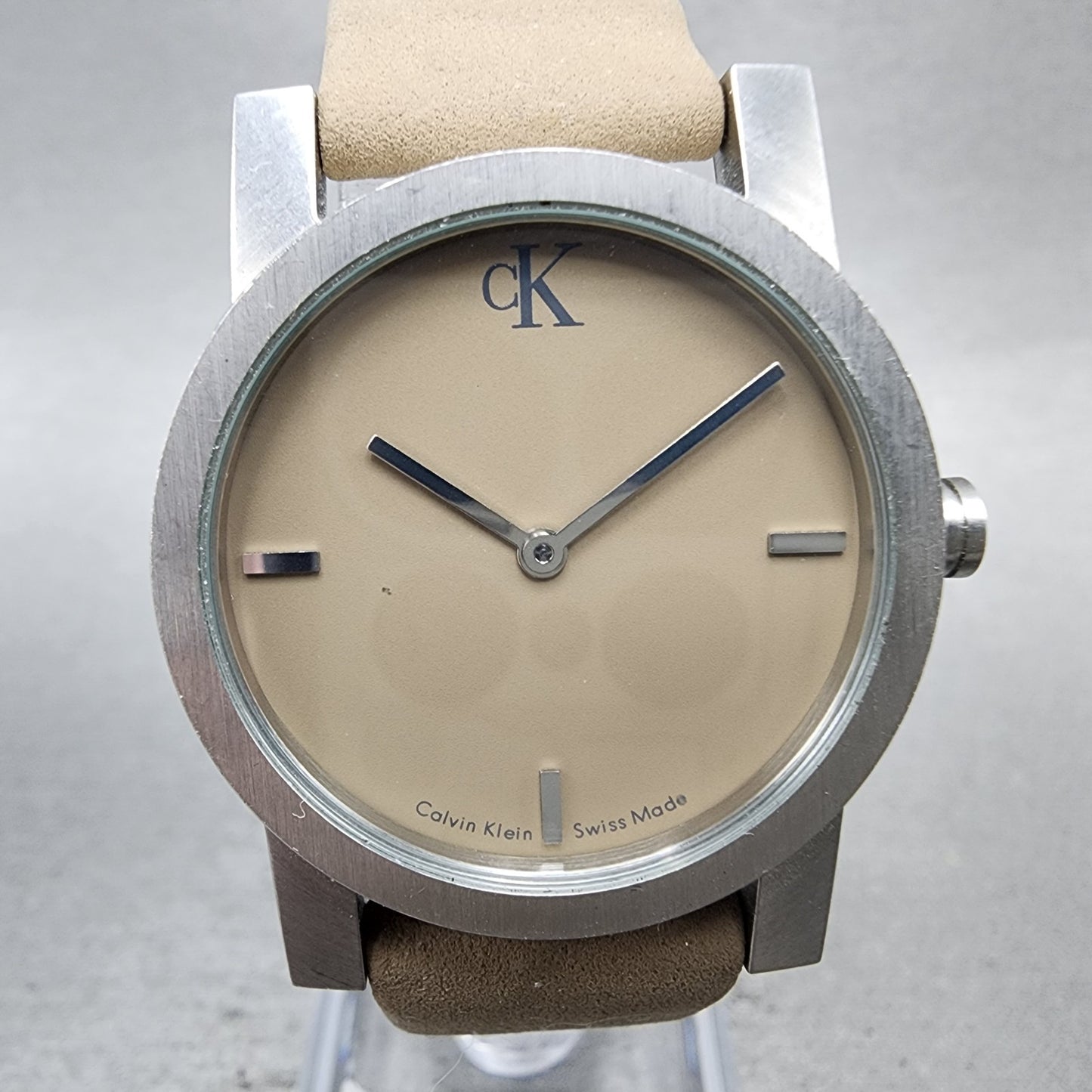 Calvin Klein Watch Women 30mm Brown Dial Silver Tone Round New Battery K71211