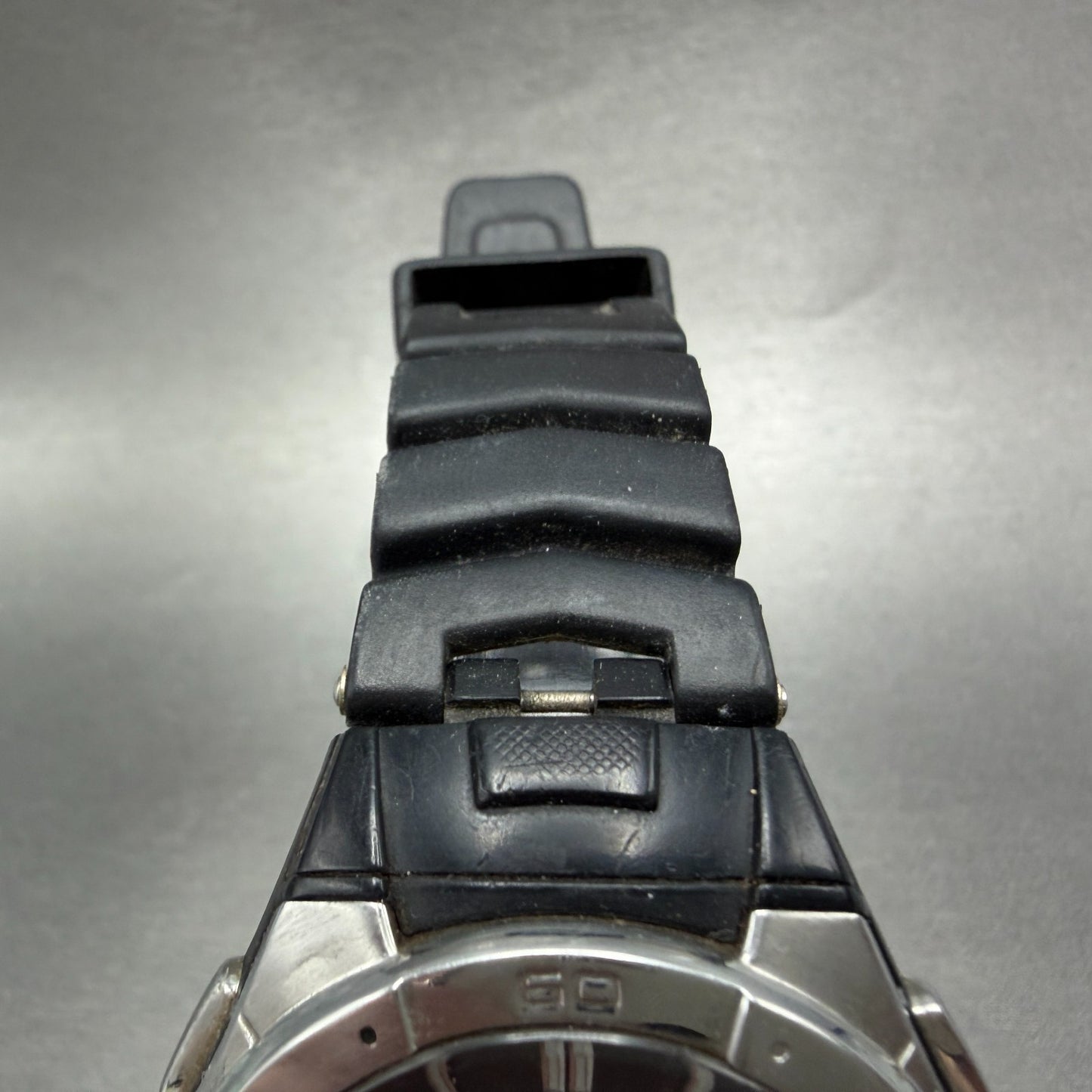 Casio Wave Ceptor Watch Men 42mm Black Dial Silver Tone Analog Digital Solar Run4