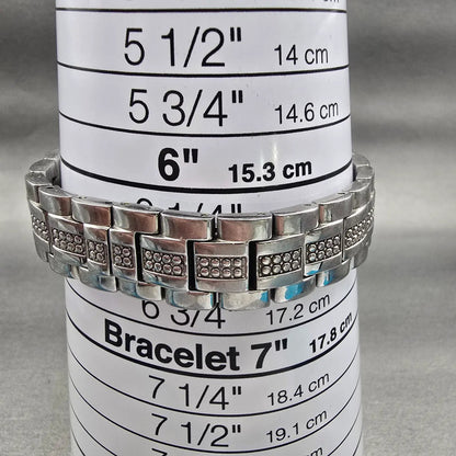Bulova Watch Women 30mm MOP Dial Silver Tone Gemmed Round 96L116 New Battery F9